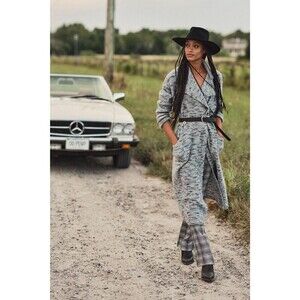 Anthropologie Pilcro Duster Cardigan Sweater Maxi Double Breasted Blue Large